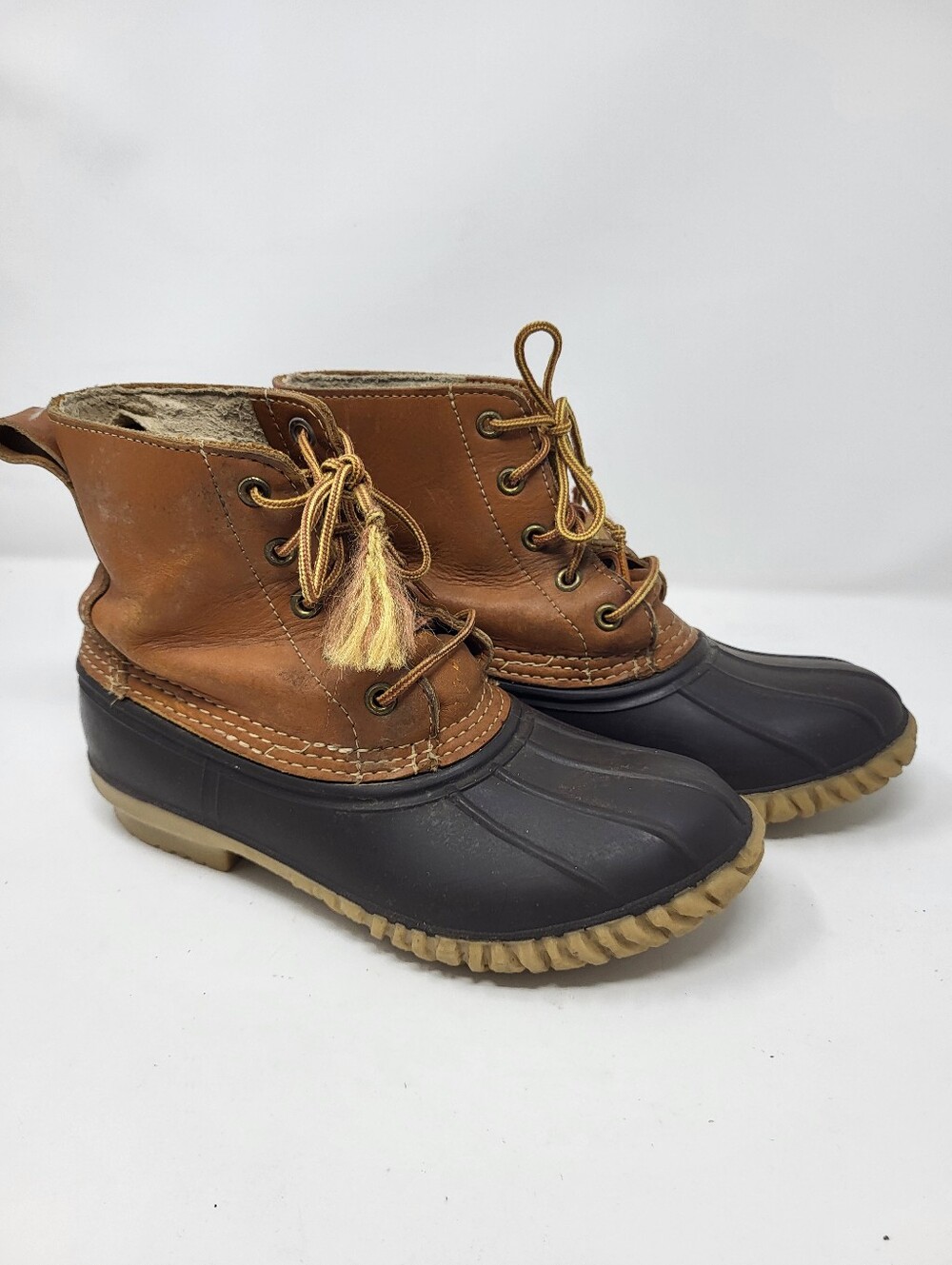 Vintage LL Bean Duck Boots Rubber Leather Winter Mud Unisex Men's Size 10